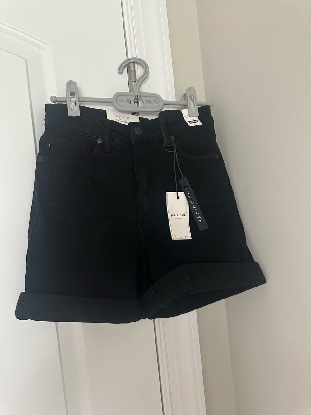 Judy Blue Black High-Rise Tummy Control  Rolled Hem Denim Shorts